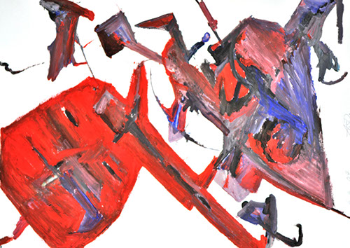 01 Figuren-Psychogramm. Guache auf Karton. 30 x 21.