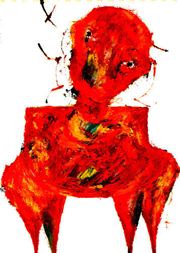 06 Figurenpsychogramm. Guache auf Papier. 21 x 15 cm. 2003
